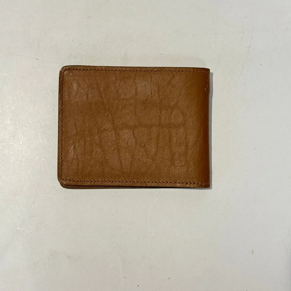 Vintage 90s Genuine‎ Brown Leather Bi-Fold Wallet Made in Brazil Marlboro Miles
